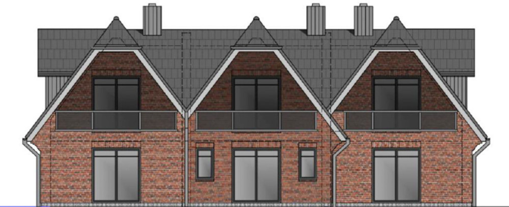 Neubau-Strandhäuser in den Dünen von Hörnum nahe der Nordsee - Westansicht