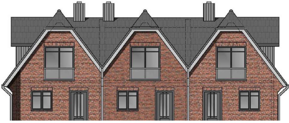 Neubau-Strandhäuser in den Dünen von Hörnum nahe der Nordsee - Ostansicht