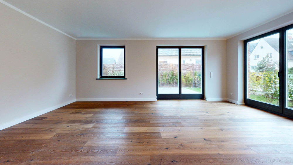 NEUBAU! Urlaub am Meer - 110 qm mit Südterrasse - Blick ins Wohnzimmer