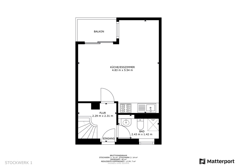 Helle 2-Zimmer-Wohnung mit Balkon und Westausrichtung – Ihr neues Zuhause wartet! - Grundriss OG