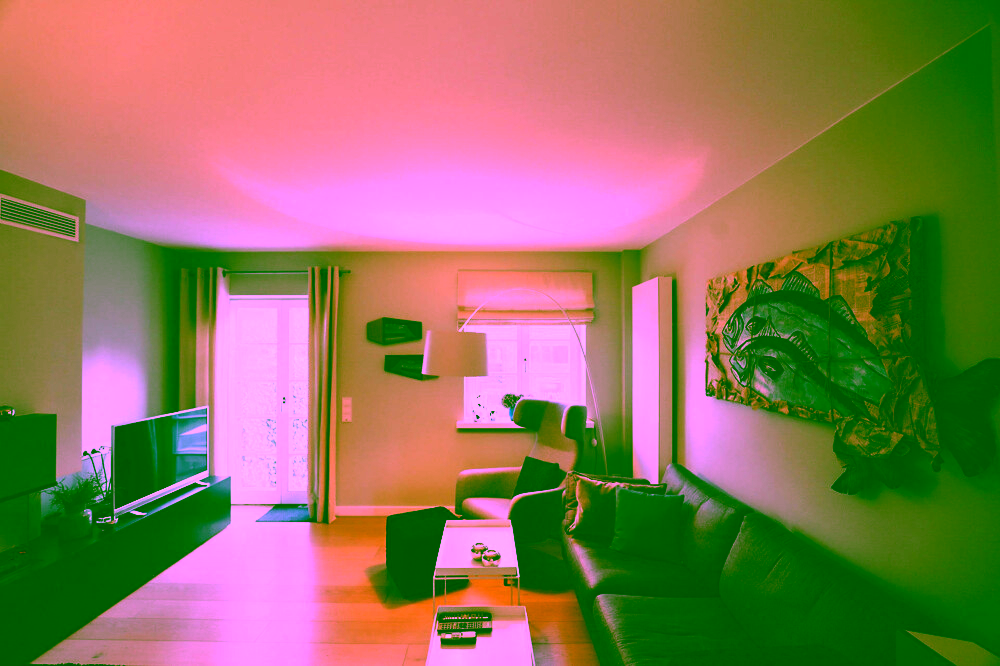 Wohnzimmer mit Ausgang auf die Terrasse