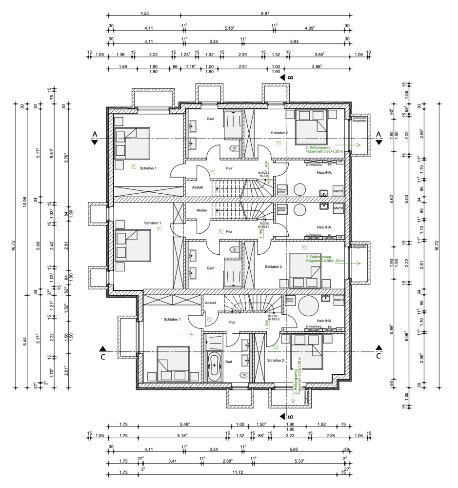 Neubau-Strandhäuser in den Dünen von Hörnum nahe der Nordsee - Grundriss UG