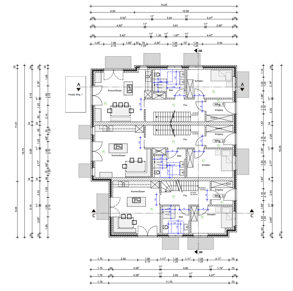 Neubau-Strandhäuser in den Dünen von Hörnum nahe der Nordsee - Grundriss EG