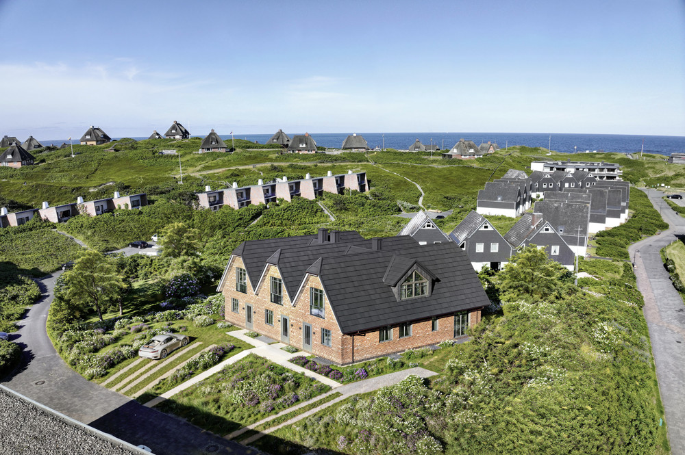 Neubau-Strandhäuser in den Dünen von Hörnum nahe der Nordsee - Visualisierung Außenansicht