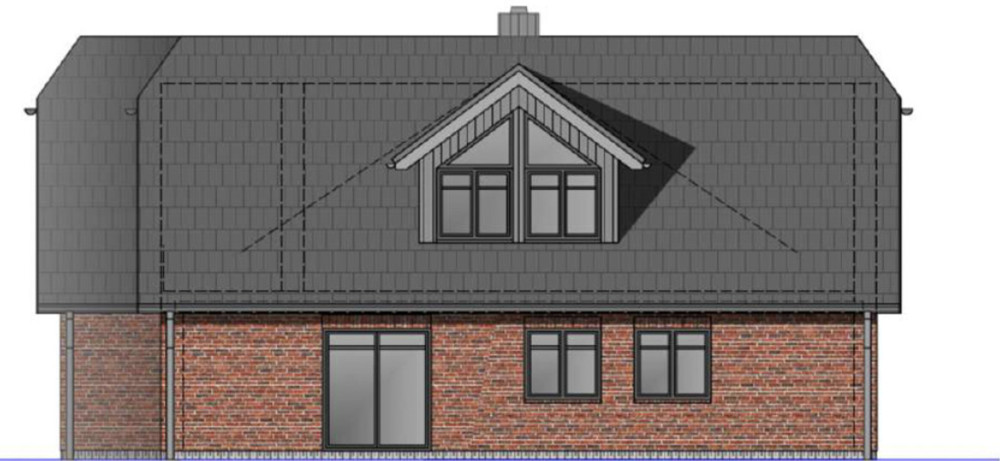 Neubau-Strandhäuser in den Dünen von Hörnum nahe der Nordsee - Südansicht