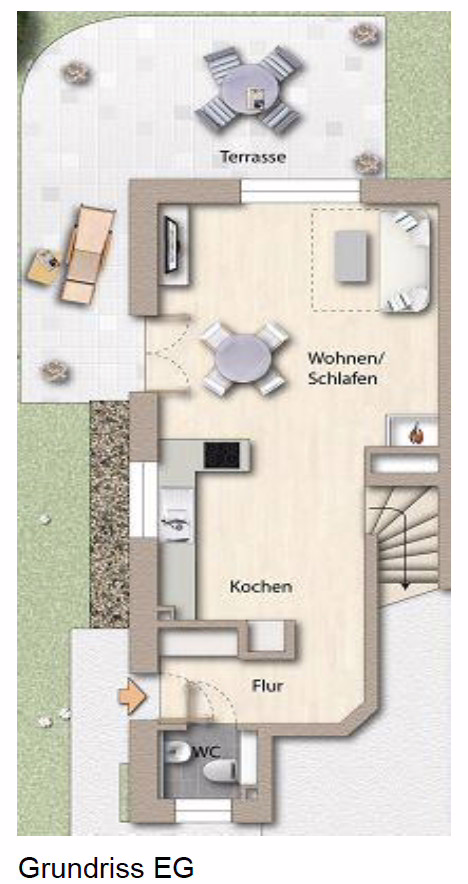 Außergewöhnliche und große Erdgeschosswohnung mit Garten im Herzen von Hörnum - Grundriss