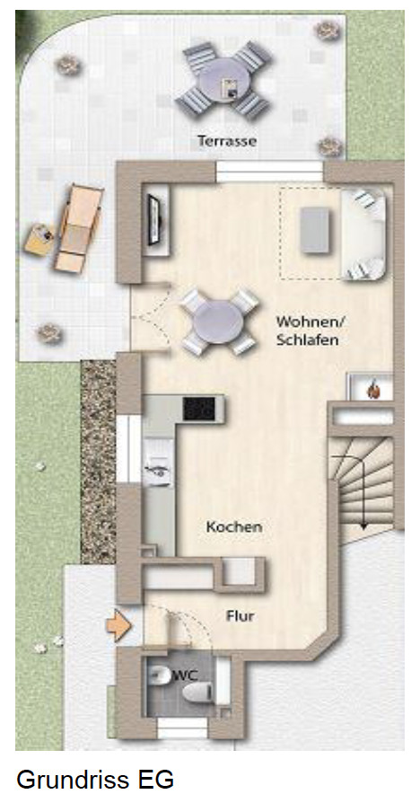 Außergewöhnliche und große Erdgeschosswohnung mit Garten im Herzen von Hörnum - Grundriss