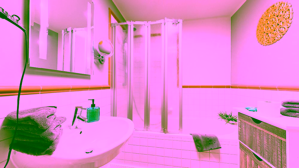 Großzügige Wohnung direkt am Badestrand - Badezimmer EG