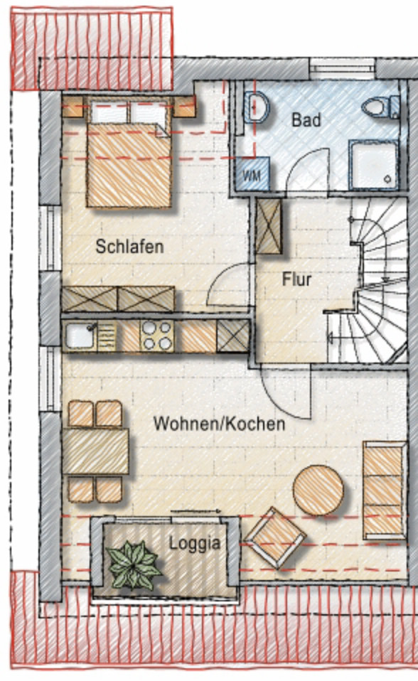 Hochwertige Neubauwohnung in strandnaher Lage mit Südbalkon - Obergeschoss