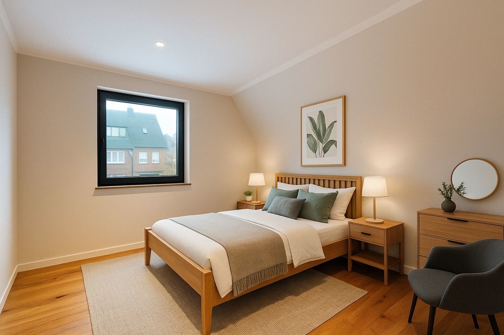 Hochwertige Neubauwohnung in strandnaher Lage mit Südbalkon - Visualisierung Schlafzimmer