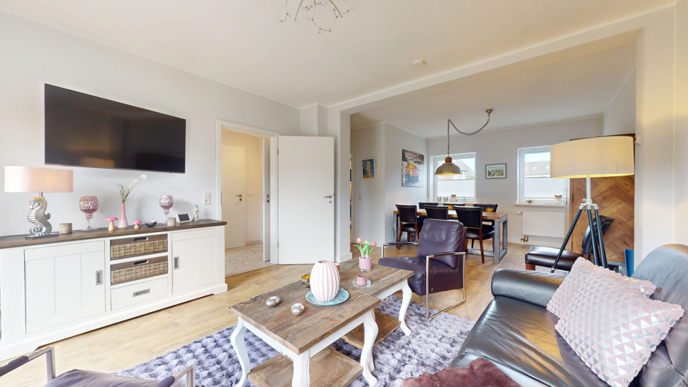 Hörnumer Rarität - Rotklinker Doppelhaushälfte mit Blick auf die Dünen - Wohnzimmer